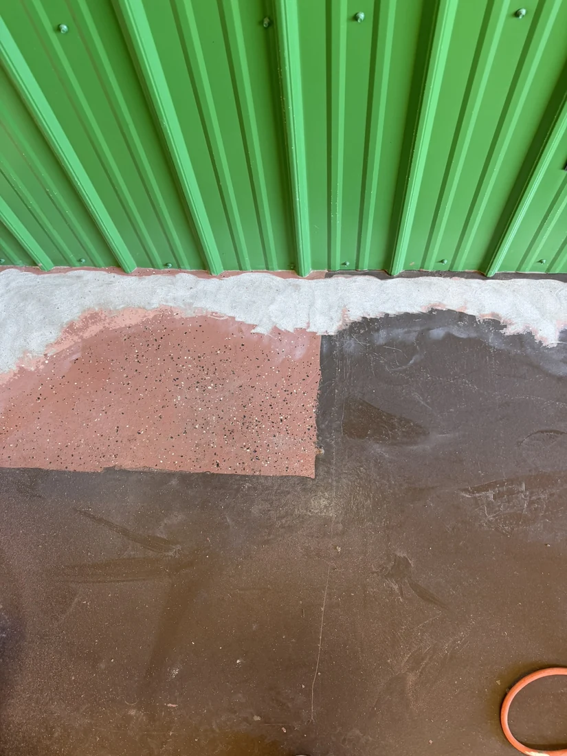 Concrete patch repair filled and levelled before epoxy coating Belle Missouri