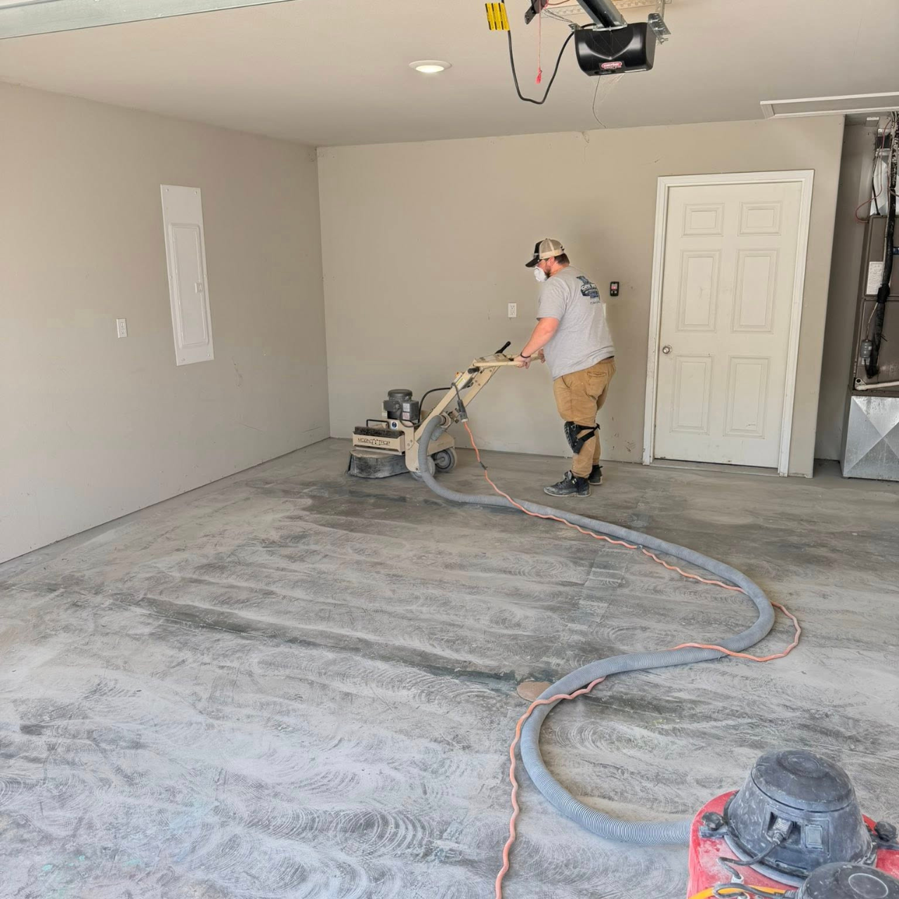 Diamond grinding concrete garage floor surface prep Show Me Epoxy Missouri