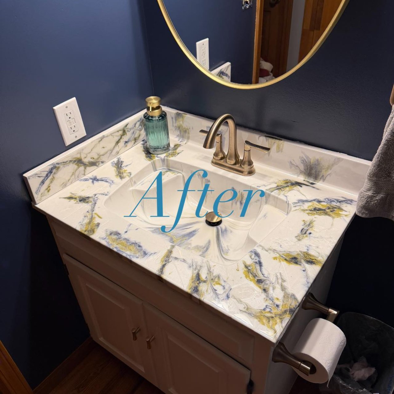 Epoxy countertop bathroom before and after Show Me Epoxy Missouri