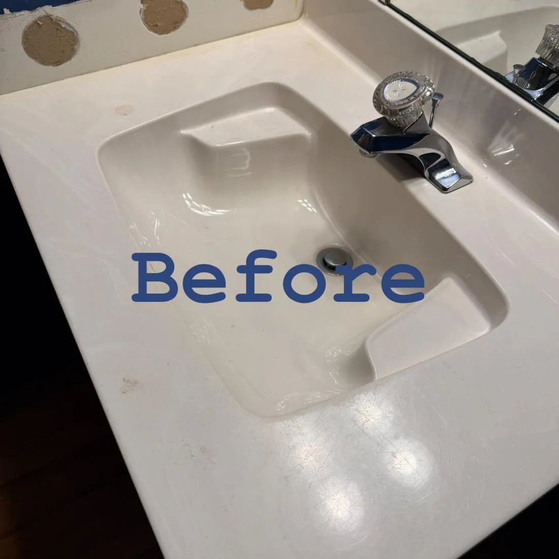 Bathroom countertop before epoxy coating old laminate Show Me Epoxy Missouri