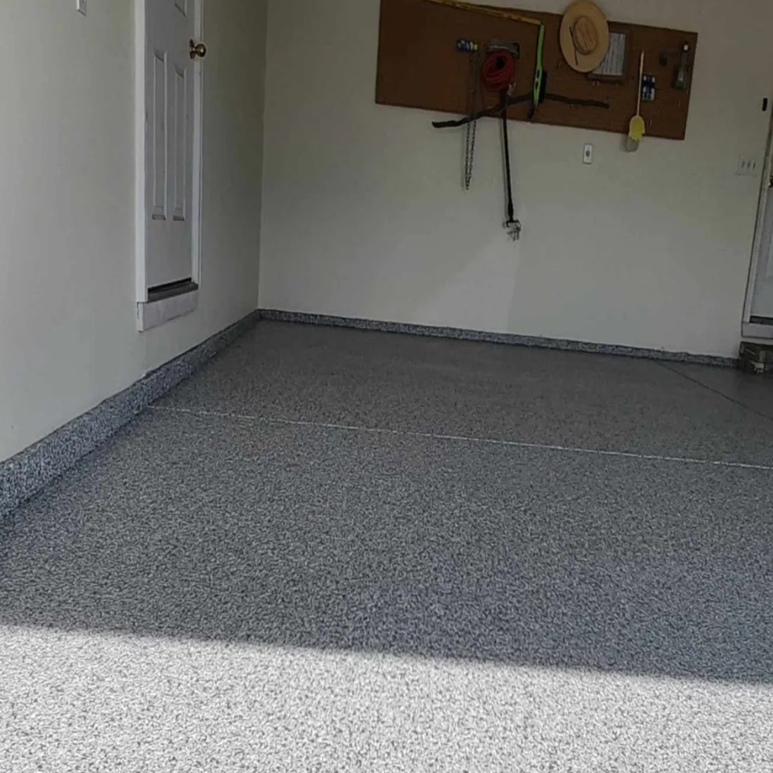 Epoxy garage floor gray flake Jefferson City Missouri