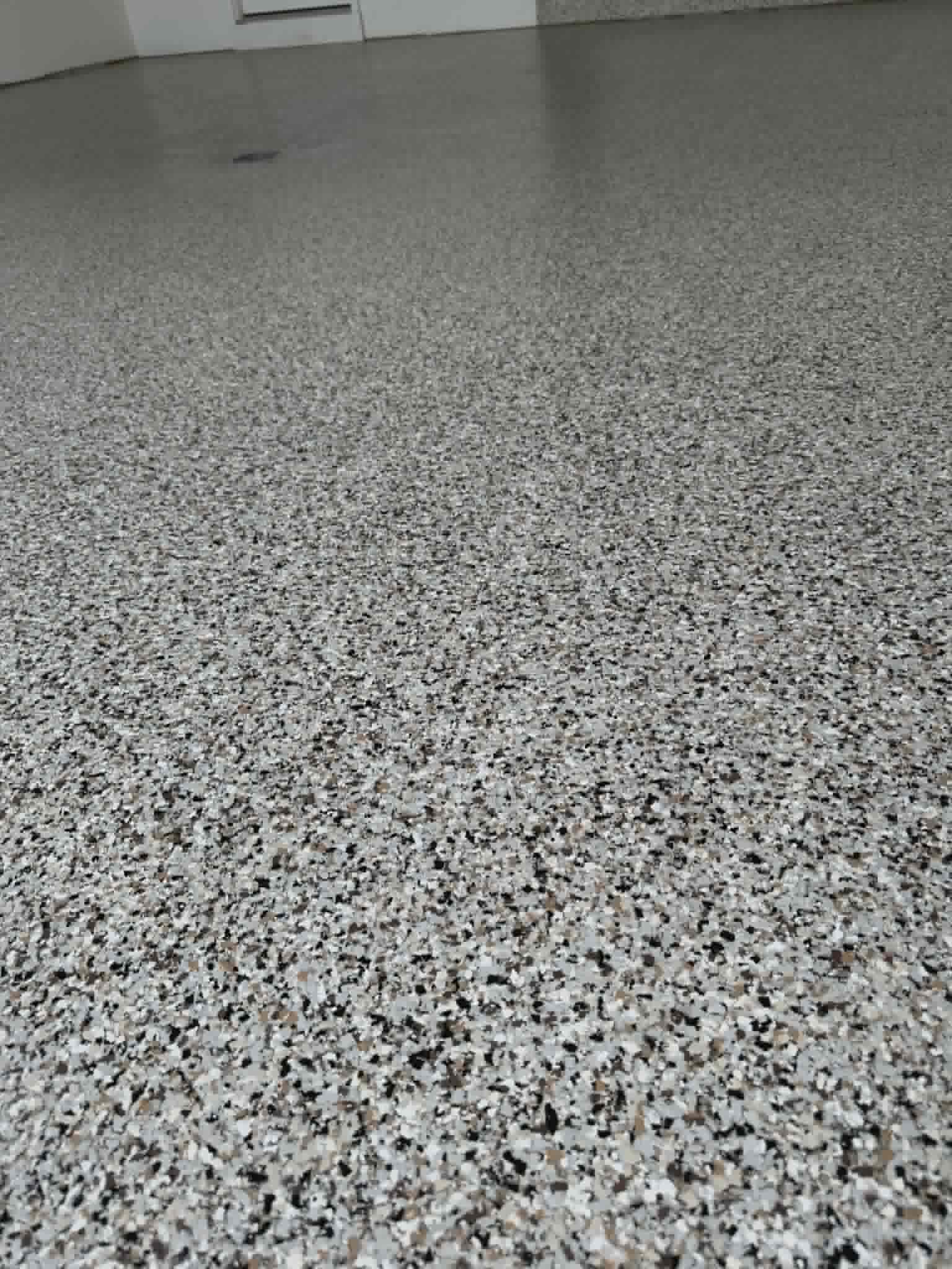 Epoxy garage floor gray flake wide angle finished Show Me Epoxy Missouri