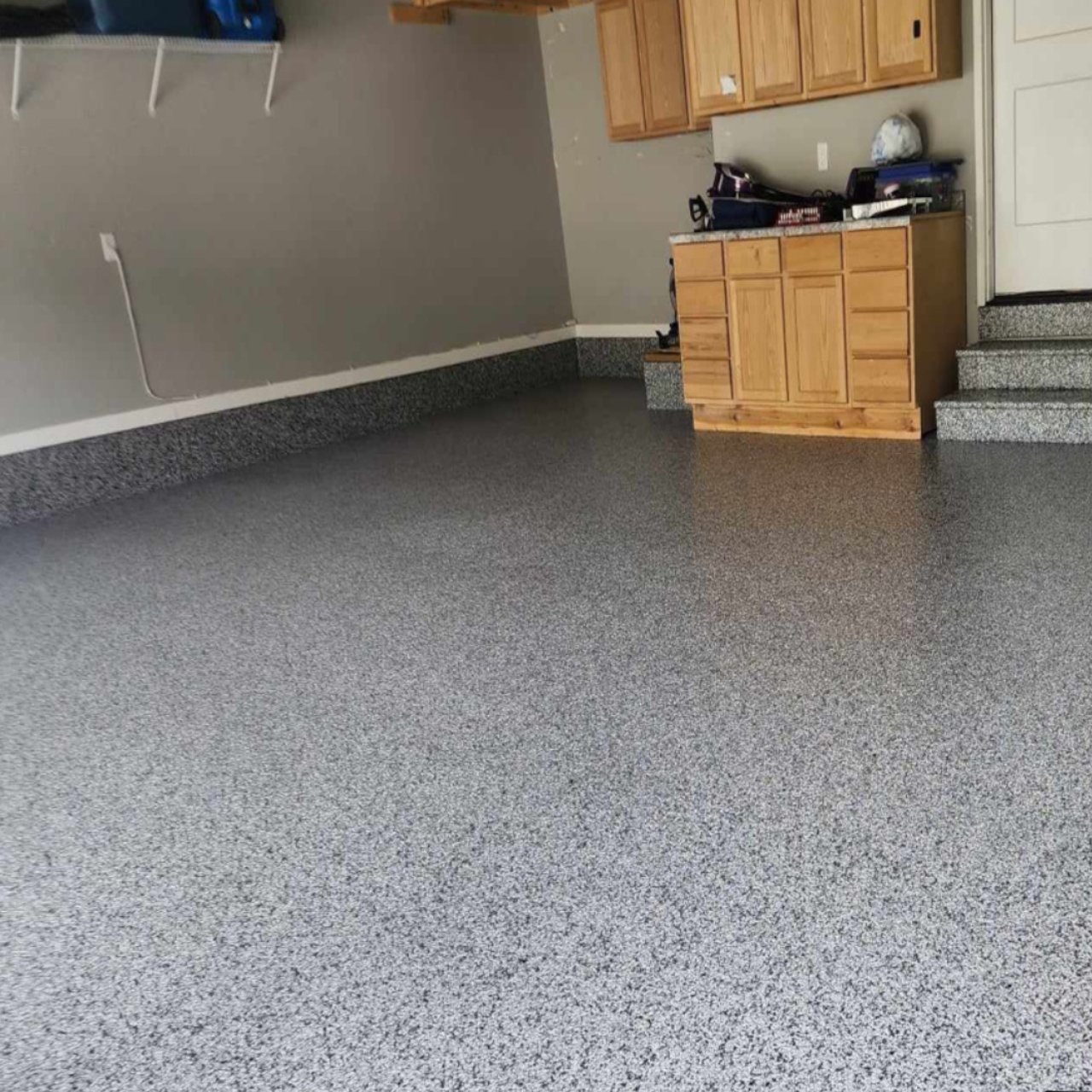 Epoxy garage floor light gray flake Osage Beach Missouri